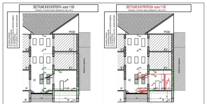 Modificări la o locuință existentă, planșă din proiect 4
