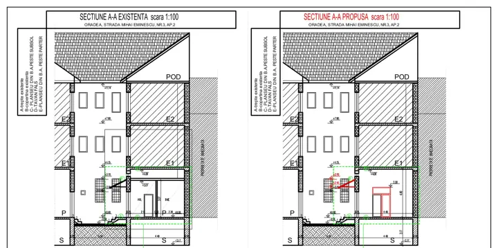 Modificări la o locuință existentă, planșă din proiect 6