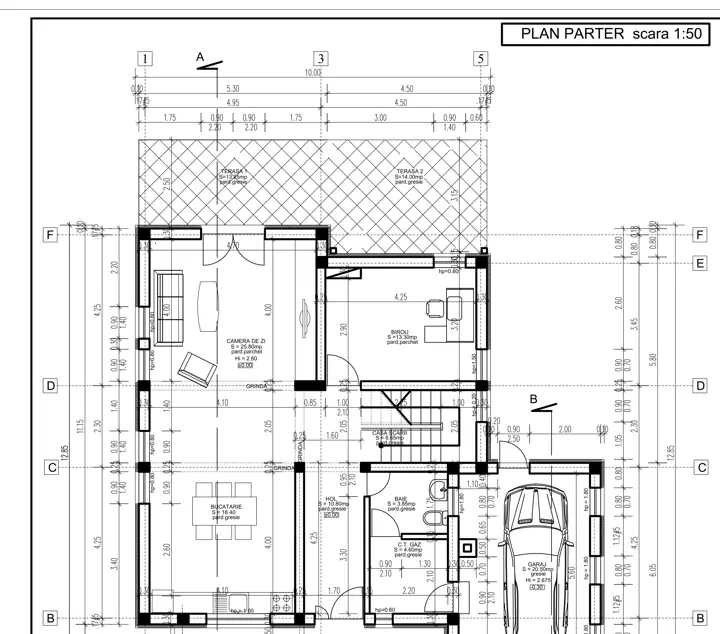 Locuință unifamilială cu mansardă, planșă din proiect 2