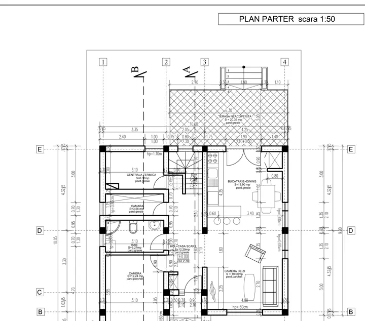Locuință unifamilială cu mansardă, planșă din proiect 3