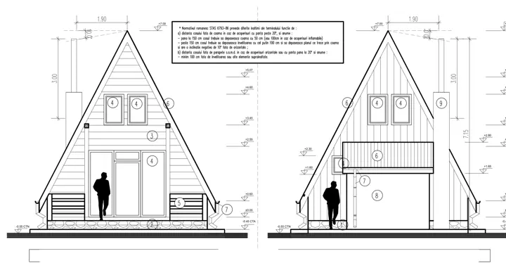 Case de vacanță tip A-frame, planșă din proiect